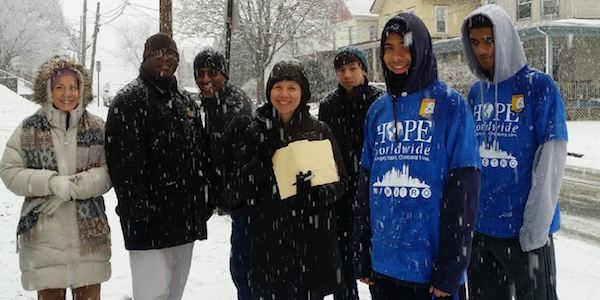 HV Volunteers Canvass in Snow 2